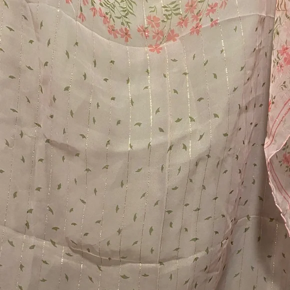 Helvetia Sheer Pink Floral Square Scarf 28x28 - Picture 3 of 5